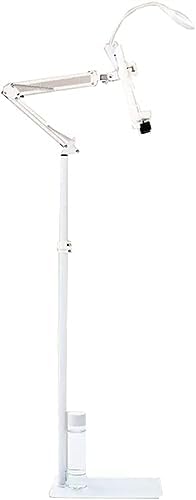 Adjustable Floor Stand Book Holder with Lamp - White