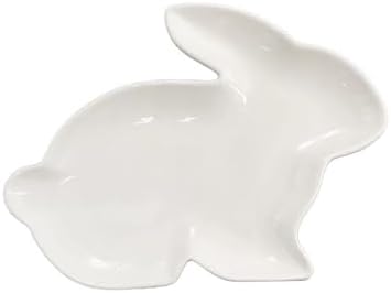 BinaryABC Bunny Rabbit Dinner Plates Easter Serving Dish Plate with Cute Design White