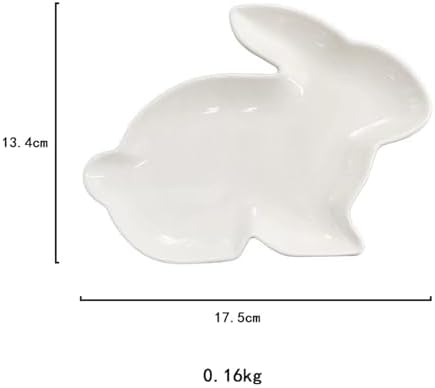 BinaryABC Bunny Rabbit Dinner Plates Easter Serving Dish Plate with Cute Design White