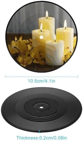 Yellow Butterfly White Candles Retro Vinyl Record Coasters