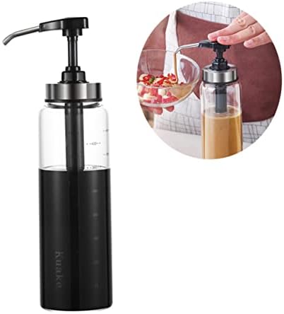 500ml Glass Steel Squeeze Sauce Bottle - Black Condiment Dispenser
