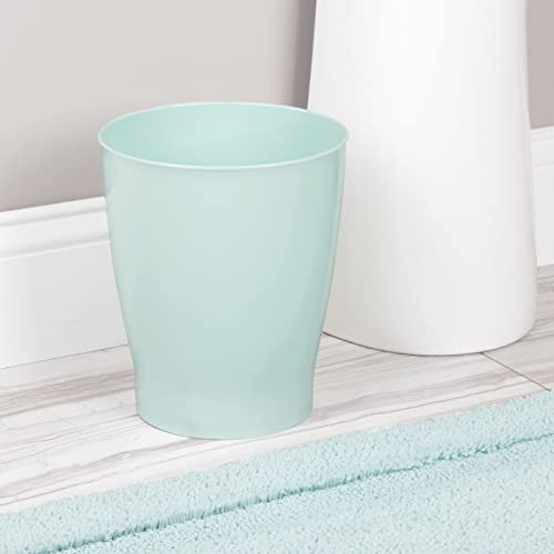 mDesign Round Plastic 125 Gallon Bathroom Trash Can - Mint Green