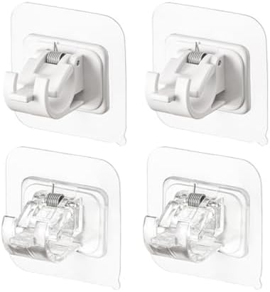 Amosfun 4Pcs No Drill Transparent Shower Rod Holder
