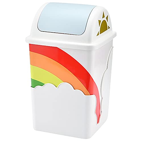 Rainbow Trash Can for Kids Room with Swing Top Lid