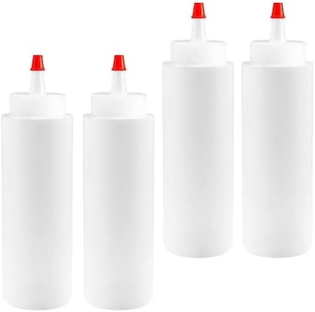 XUEYEGONGJI 240ml Plastic Condiment Squeeze Bottles 4PCS with Tip Caps