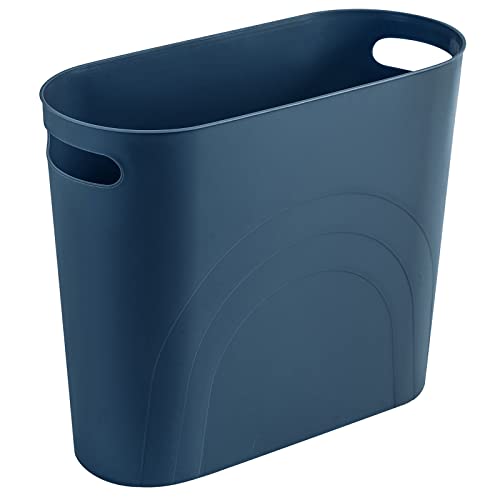 Rejomiik Small Trash Can 35 Gallon Slim Waste Basket Teal Blue