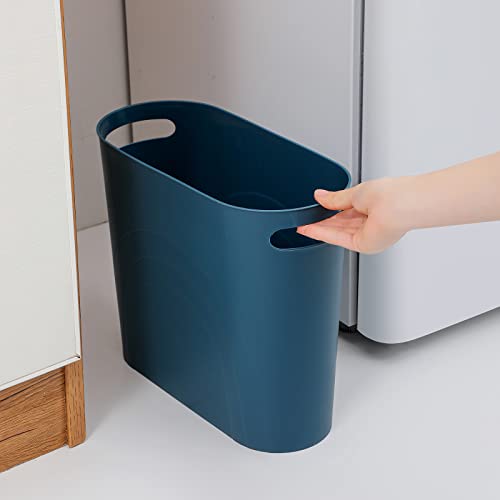 Rejomiik Small Trash Can 35 Gallon Slim Waste Basket Teal Blue