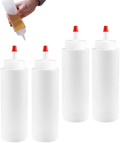XUEYEGONGJI 240ml Plastic Condiment Squeeze Bottles 4PCS with Tip Caps