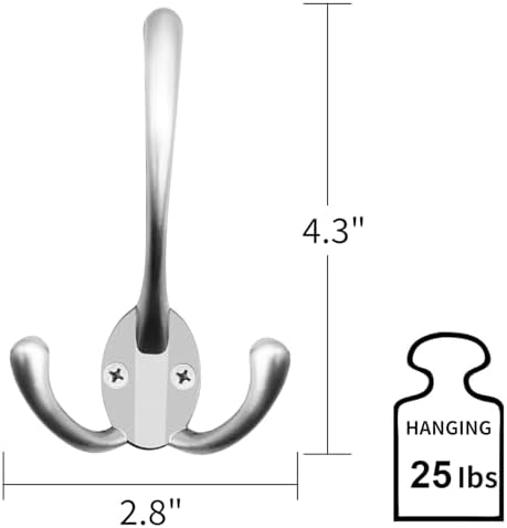 IBosins 6 Pack Heavy Duty Coat Hooks with 24 Screws Matte Nickel