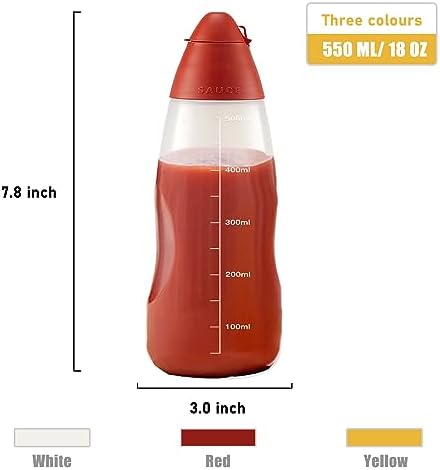 ORIJOYNA 18 oz Condiment Squeeze Bottles 3-Pack