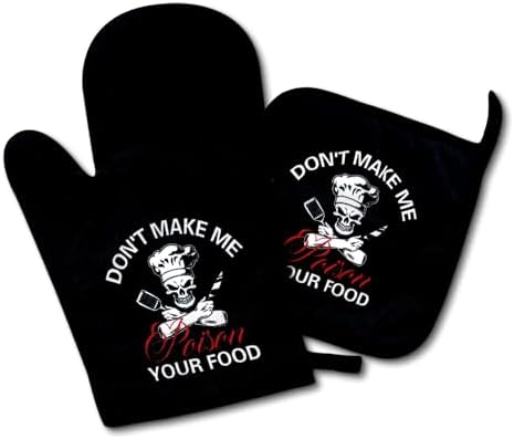 Dont Let Me Poison Your Food Oven Mitts Set with Hanging Loop