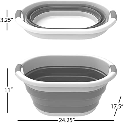 Collapsible Laundry Basket with Comfort Grip Handles - Space Saving Gray