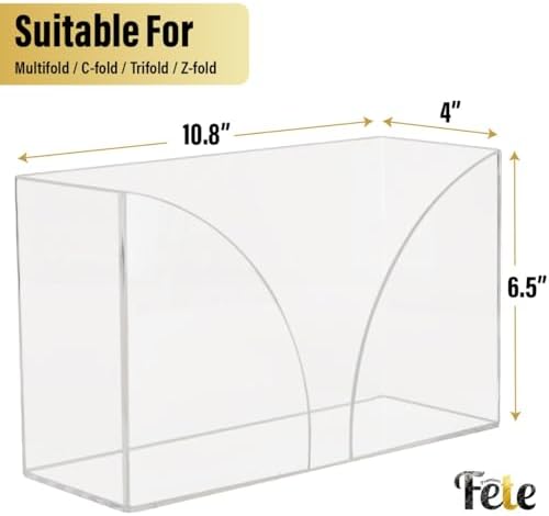 Fete Clear Acrylic Paper Towel Dispenser for Countertop