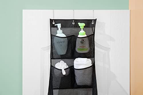 ALYER Multifunctional Door Laundry Basket with 3 Hooks and Zipper Black