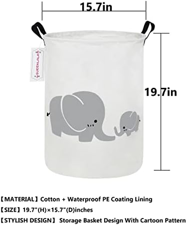 QUEENLALA Collapsible Laundry Basket with Elephant Design
