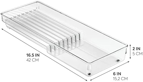 InterDesign Linus Kitchen Knife Storage Drawer Organizer - Clear