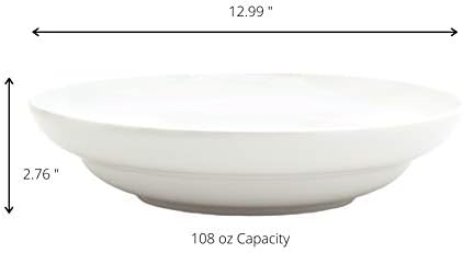 Euro Ceramica Essential Collection Porcelain Serving Bowl Classic White