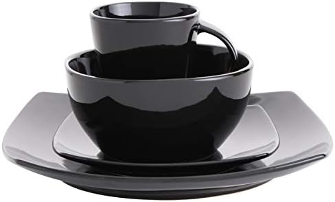 Gibson Soho Lounge Square Black Dinnerware Set 16pc