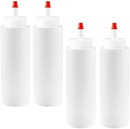XUEYEGONGJI 240ml Plastic Condiment Squeeze Bottles 4PCS with Tip Caps