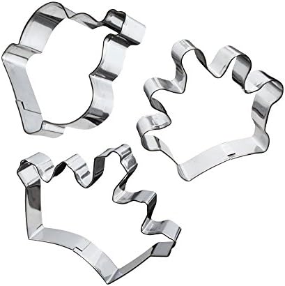 AK ART KITCHENWARE 3pcs Crown Cookie Cutter Set Stainless Steel Biscuit Tools