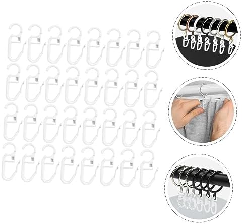 MAGICLULU 50pcs Plastic Curtain Hooks Easy Install Remove