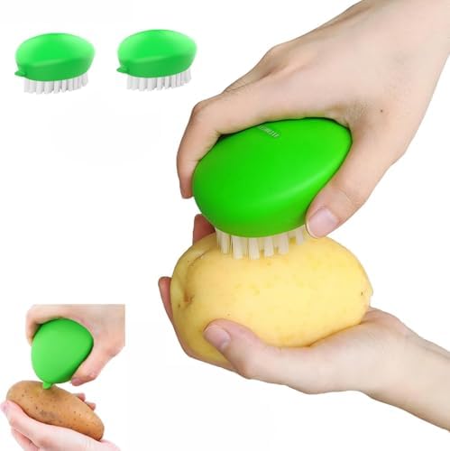 2pcs Vegetable Brush with Non-Slip Grip and Dots Remover