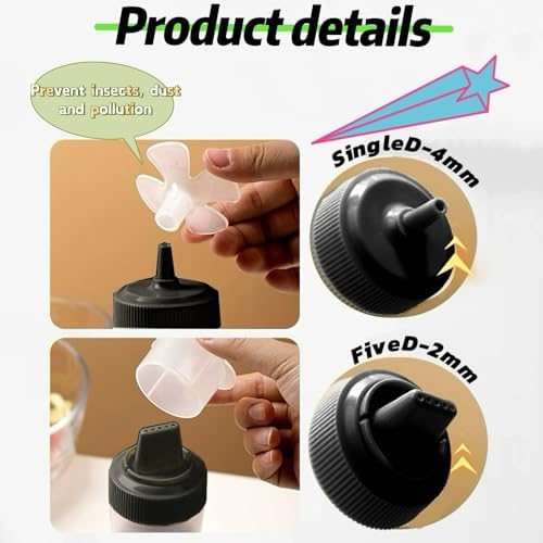 2 Packs 12-Ounce Salad Ketchup Squeeze Bottles with Black Design
