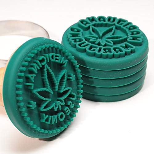 PJ Bold Marijuana Cookie Stamps Set with Stainless Steel Cutter and Wood Handle