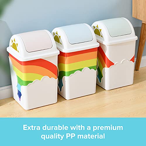 Rainbow Trash Can for Kids Room with Swing Top Lid