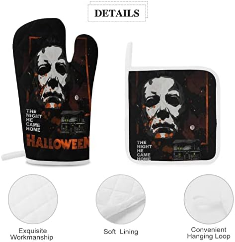 ZHANGXM Halloween Michael Myers Oven Mitts and Pot Holders Set