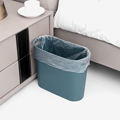 Rejomiik Small Trash Can 35 Gallon Slim Waste Basket Teal Blue