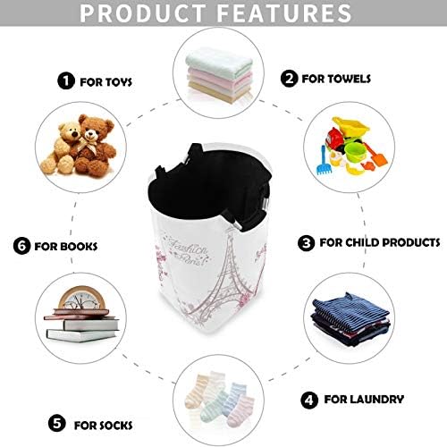 visesunny Large Capacity Laundry Hamper with Eiffel Tower Design 1