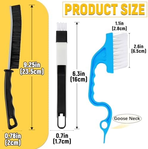 Pinsit 4Pcs Crevice Cleaning Brush Set with Hooks for Kitchen and Bathroom