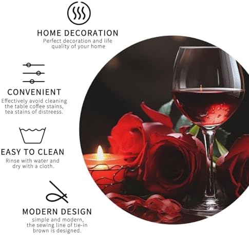 Red Rose Leather Coasters Set of 4 Waterproof Bar Coasters for Drinks