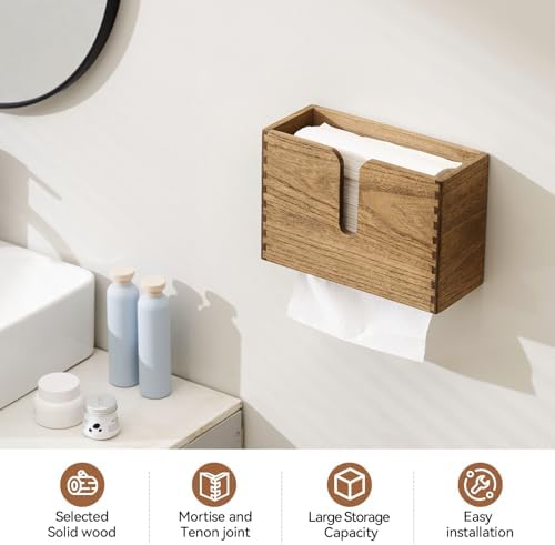 KIRIGEN Wood Paper Towel Dispenser - Wall Mounted and Countertop