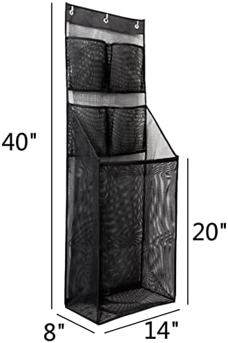 ALYER Multifunctional Door Laundry Basket with 3 Hooks and Zipper Black