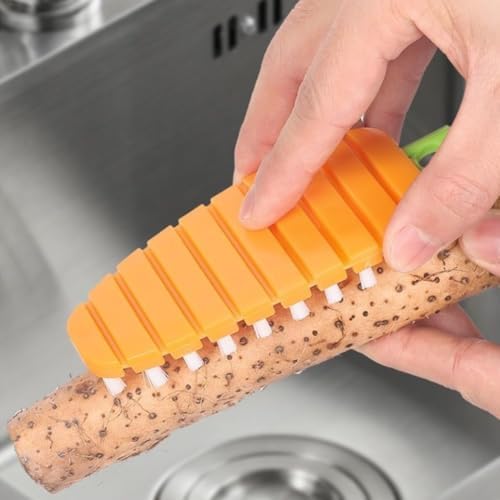 4 Pack Vegetable Brush Set with Bendable Segments and Fruit Peeler