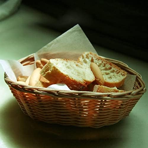 SINJEUN 20 Pack Light Brown Wicker Bread Basket