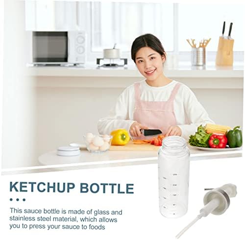 KICHOUSE 300ml Glass Condiment Squeeze Bottle