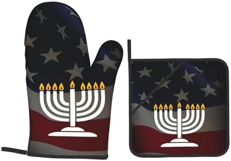 Happy Hanukkah Oven Mitts and Pot Holders Set 4 PCS 1
