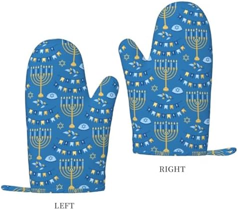 Happy Hanukkah Oven Mitts for Kitchen Use 1