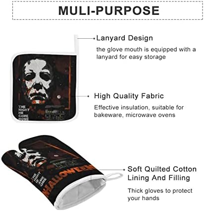 ZHANGXM Halloween Michael Myers Oven Mitts and Pot Holders Set