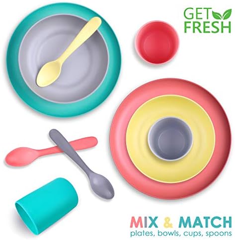 GET FRESH Bamboo Kids Plates 4-Pack Set