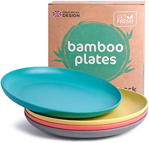 GET FRESH Bamboo Kids Plates 4-Pack Set