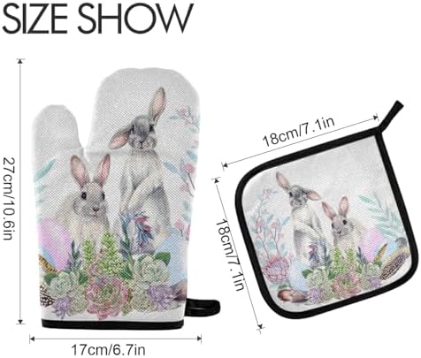 Aflyko Bunny Easter Oven Mitt Pot Holder Set