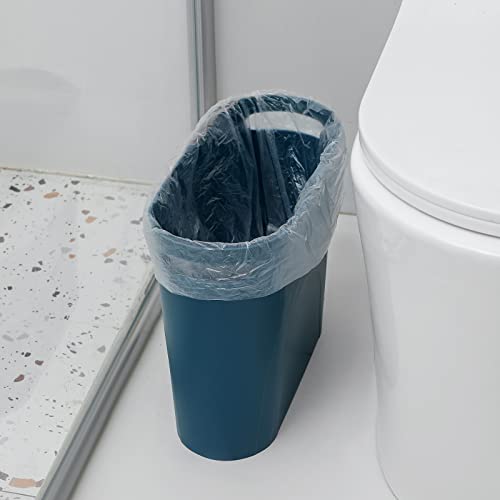 Rejomiik Small Trash Can 35 Gallon Slim Waste Basket Teal Blue