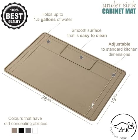 Famous Dino Under Sink Mat - Adjustable Waterproof