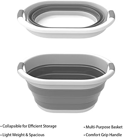 Collapsible Laundry Basket with Comfort Grip Handles - Space Saving Gray