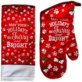 May Your Holidays Be Furry and Bright Christmas Oven Mitt Set