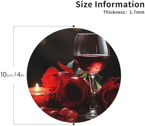 Red Rose Leather Coasters Set of 4 Waterproof Bar Coasters for Drinks